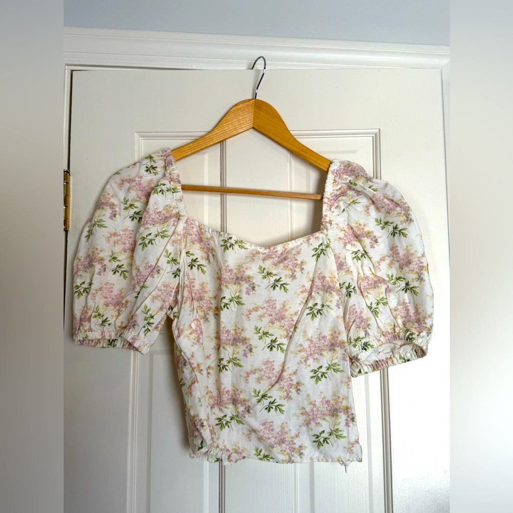 & Other Stories Cropped Floral Smocked Top